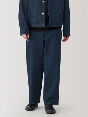 Men's Kapok Blend Denim Wide Pants Dark Navy / S